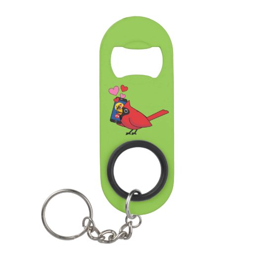 Porte-clé Décapsuleur Appels d'accouplement Cardinal Bird Love (Devant)