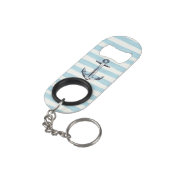 Porte-clé Décapsuleur Aquarelle Ancre Bleu rayé Motif (angle arrière)