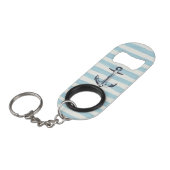 Porte-clé Décapsuleur Aquarelle Ancre Bleu rayé Motif (Devant Angle)