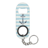 Porte-clé Décapsuleur Aquarelle Ancre Bleu rayé Motif (Dos)