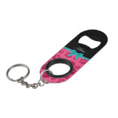 Porte-clé Décapsuleur Arc rose nommé fait sur commande de turquoise de (Devant Angle)