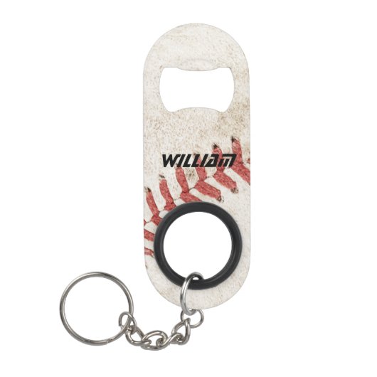 Porte-clé Décapsuleur Arrière - plan de base-ball monogramme rustique mo (Devant)