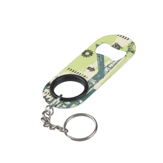 Porte-clé Décapsuleur Arrière - plan de pointe abstrait (angle arrière)