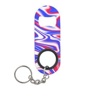 Porte-clé Décapsuleur Balle patriotique : Marbre blanc rouge et bleu,