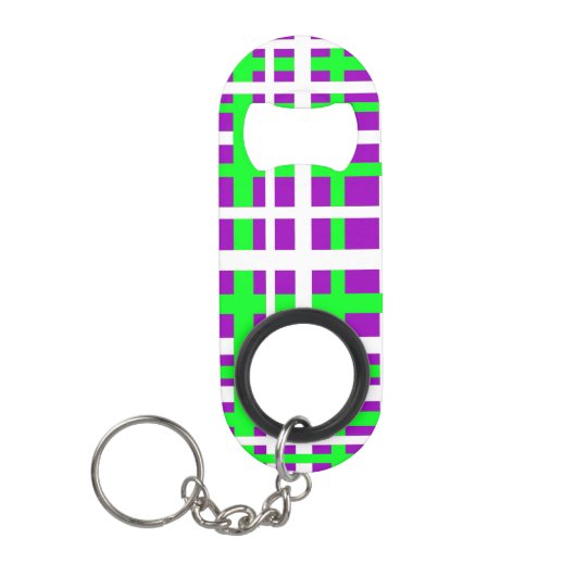 Porte-clé Décapsuleur Bandes d'entrelacement noir vert pourpre (Devant)