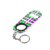 Porte-clé Décapsuleur Bandes d'entrelacement noir vert pourpre (angle arrière)