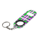 Porte-clé Décapsuleur Bandes d'entrelacement noir vert pourpre (Devant Angle)