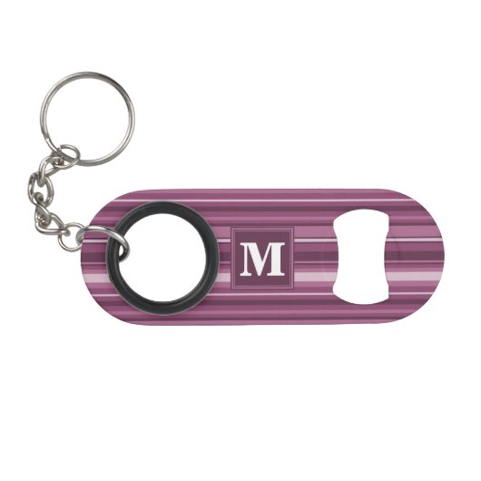 Porte-clé Décapsuleur Bandes mauve monogrammes (Devant (Horizontal))