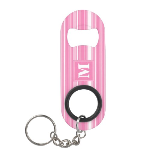 Porte-clé Décapsuleur Bandes rose monogramme (Devant)