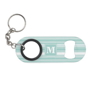 Porte-clé Décapsuleur Bandes vertes de menthe monogramme