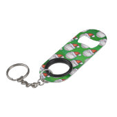 Porte-clé Décapsuleur Baseball à Santa Hat Motif sur Vert (Devant Angle)