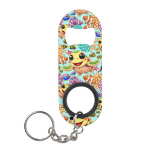Porte-clé Décapsuleur Bébé Tortue de Mer Heureux et Mignon Personnage