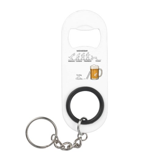 Porte-clé Décapsuleur Beer de l'évolution de la semaine de travail drôle (Devant)