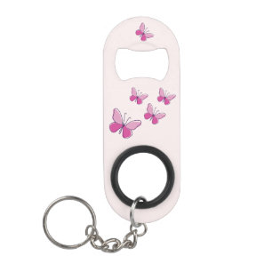 Porte-clé Décapsuleur Belle effervescence rose des papillons