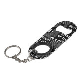 Porte-clé Décapsuleur Binaire dans noir et le blanc (Devant Angle)