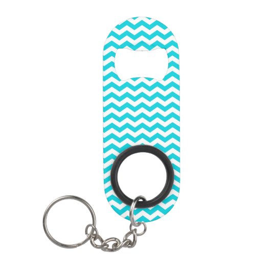 Porte-clé Décapsuleur Blanc et motif de zigzag d'Aqua (Devant)