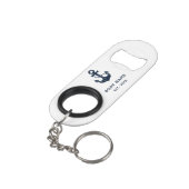 Porte-clé Décapsuleur Bleu Nuit Navale Bateau Nom Ancre (angle arrière)