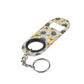 Porte-clé Décapsuleur Bouches blanches, fleurs sauvages sur jaune (angle arrière)