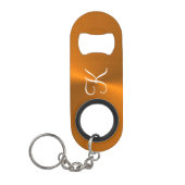 Porte-clé Décapsuleur Bronze brillant faux monogramme métallique (Devant)