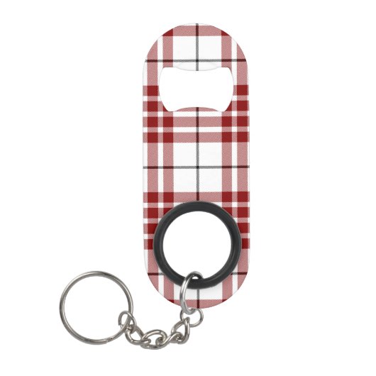 Porte-clé Décapsuleur Buchanan tartan rouge blanc plaid (Devant)