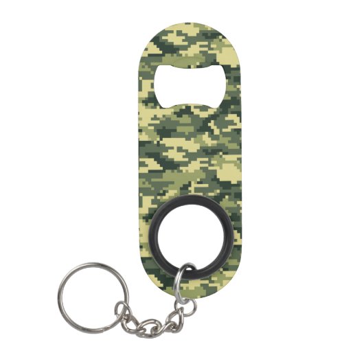 Porte-clé Décapsuleur Camouflage numérique en bois à 8 bits / Camo (Devant)
