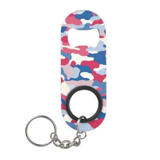 Porte-clé Décapsuleur Camouflage rouge blanc et bleu (Devant)