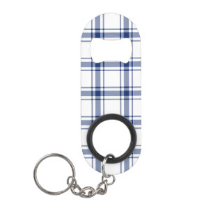 Porte-clé Décapsuleur Carreaux marins bleus et blancs