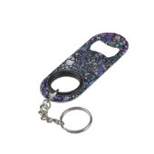 Porte-clé Décapsuleur Cercles Abstraits dessinés à la main, Bleu, Violet (angle arrière)