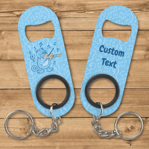 Porte-clé Décapsuleur Chat bleu avec ouvre-bouteille porte-clés violon