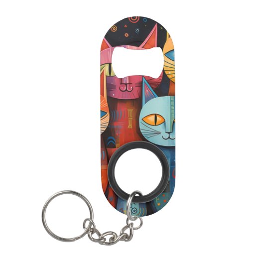 Porte-clé Décapsuleur Chat fantaisiste (Devant)