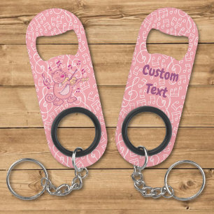 Porte-clé Décapsuleur Chat rose avec ouvre-bouteille porte-clés violon