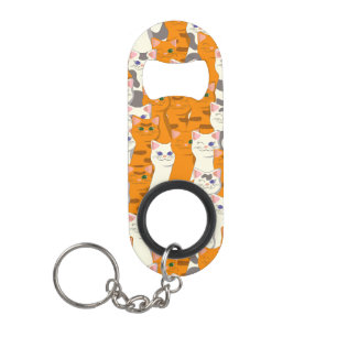 Porte-clé Décapsuleur Chats blancs et gingembre motif yeux verts yeux bl