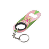 Porte-clé Décapsuleur Chic Monogrammed rose et vert (angle arrière)