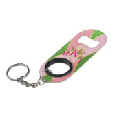 Porte-clé Décapsuleur Chic Monogrammed rose et vert (Devant Angle)