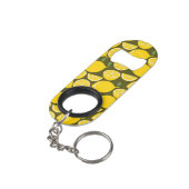 Porte-clé Décapsuleur Citrons jaunes et motif vert olive : Citrus modern (angle arrière)