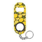 Porte-clé Décapsuleur Citrons jaunes et motif vert olive : Citrus modern (Dos)