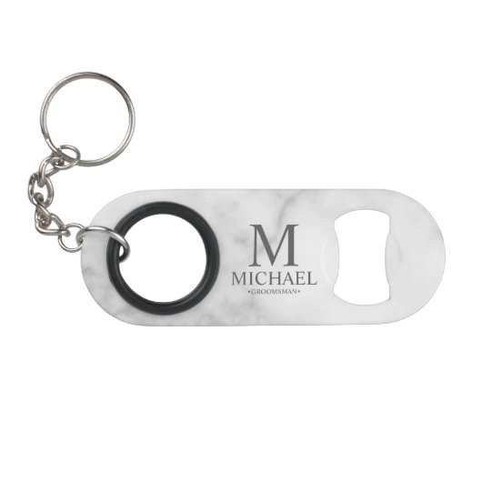 Porte-clé Décapsuleur Classic Personalized Groomsman Monogram and Name (Devant (Horizontal))