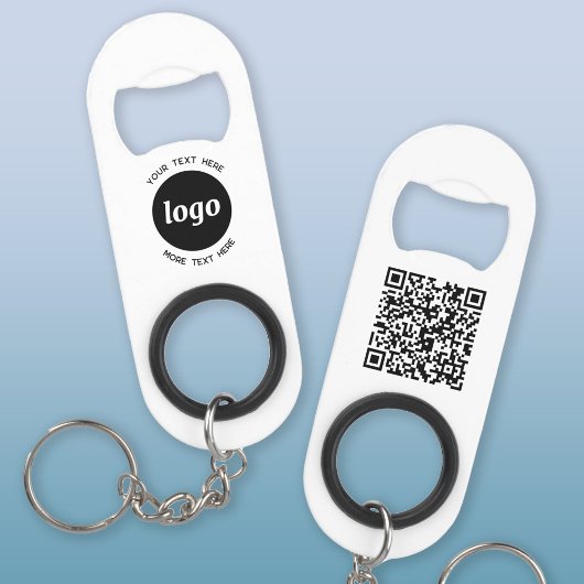 Porte-clé Décapsuleur Code QR Entreprise avec Logo et Texte Simple