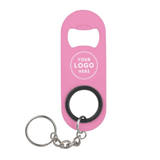 Porte-clé Décapsuleur Code QR Simple Texte de Logo Rose (Devant)