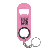 Porte-clé Décapsuleur Code QR Simple Texte de Logo Rose (Dos)