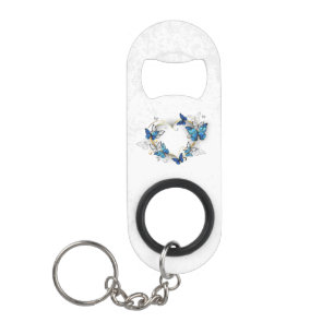 Porte-clé Décapsuleur Coeur bijoux avec papillons Morpho