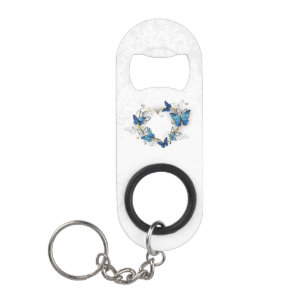 Porte-clé Décapsuleur Coeur bijoux avec papillons Morpho