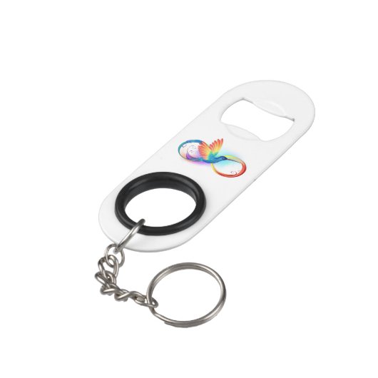 Porte-clé Décapsuleur Colibri arc-en-ciel avec symbole Infinity (angle arrière)
