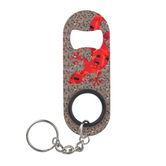 Porte-clé Décapsuleur Collage Lézard Rouge (Devant)