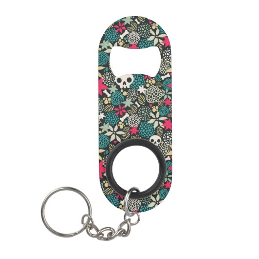 Porte-clé Décapsuleur Crâne en fleurs (Devant)