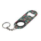 Porte-clé Décapsuleur Crâne en fleurs (Devant Angle)