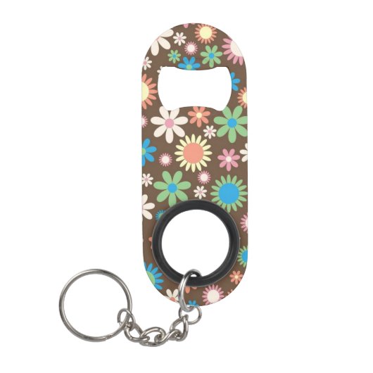 Porte-clé Décapsuleur Cute Flower Power Pattern Brown (Devant)