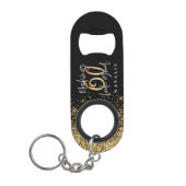 Porte-clé Décapsuleur Design moderne noir et or glitte 60e anniversaire (Devant)