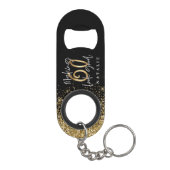 Porte-clé Décapsuleur Design moderne noir et or glitte 60e anniversaire (Dos)