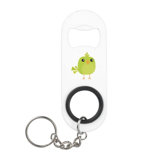 Porte-clé Décapsuleur Dessin d'oiseau vert (Devant)